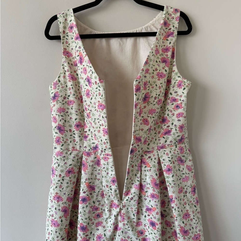 PINK MARTINI -100% Cotton Dainty Floral Drop Waist Midi Dress (Size:Large) - Picture 10 of 12